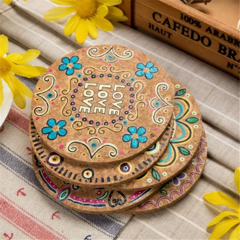 4Pcs Natural Cork Coaster Heat-Resistant