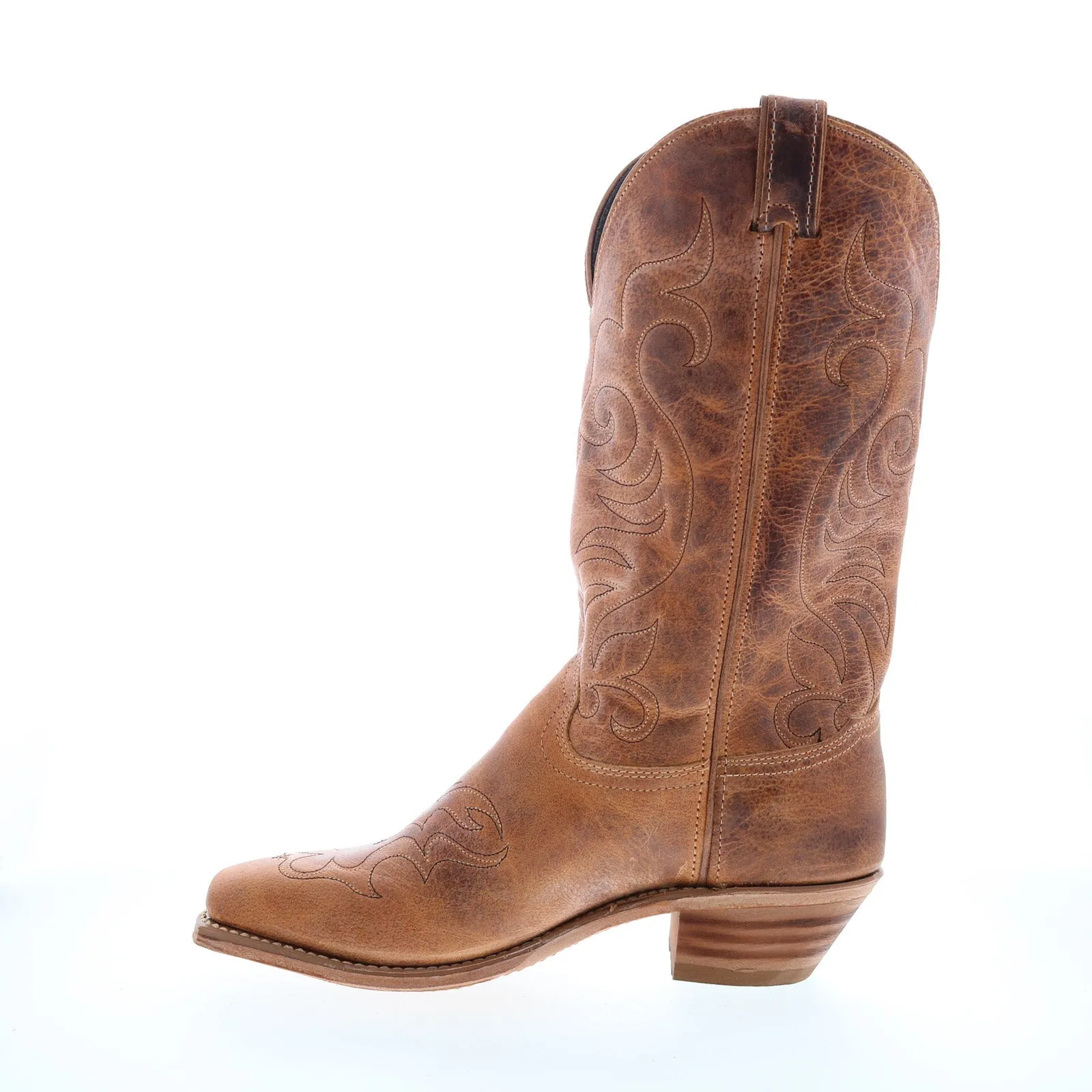 Abilene Boots 9114 Womens Brown Leather Slip On Cowboy Western Boots