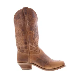 Abilene Boots 9114 Womens Brown Leather Slip On Cowboy Western Boots