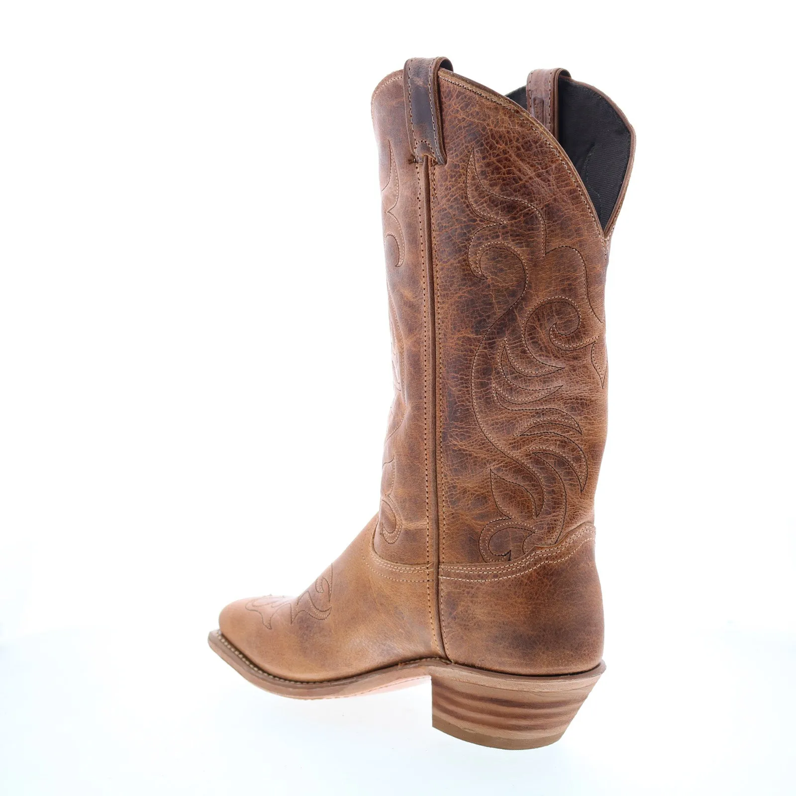 Abilene Boots 9114 Womens Brown Leather Slip On Cowboy Western Boots