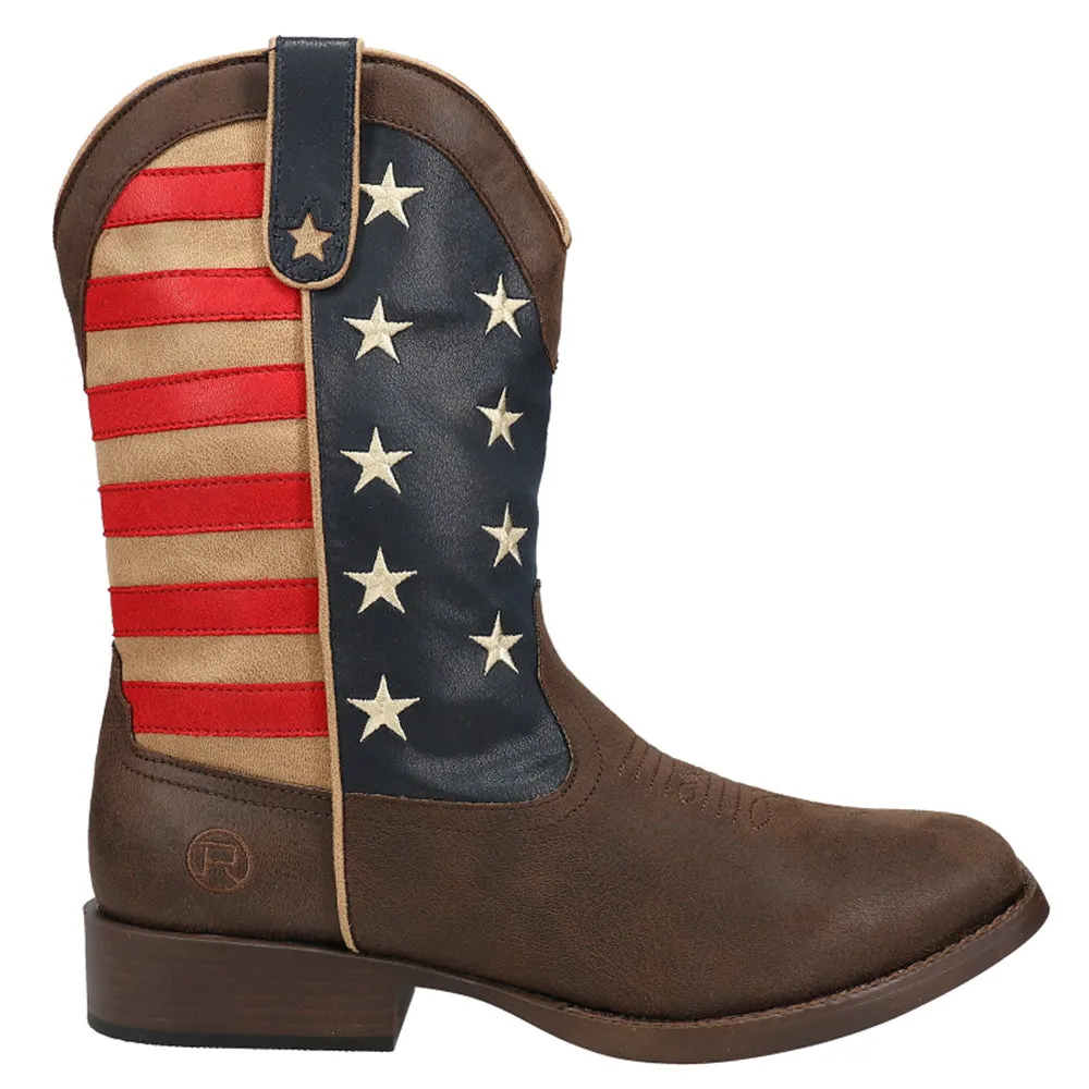 American Patriotic Square Toe Cowboy Boots