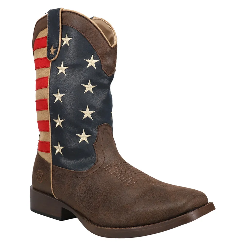 American Patriotic Square Toe Cowboy Boots