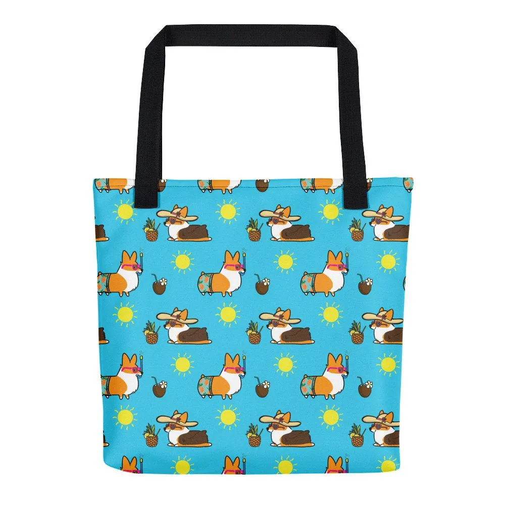 Beach Pawty Corgi Tote Bag