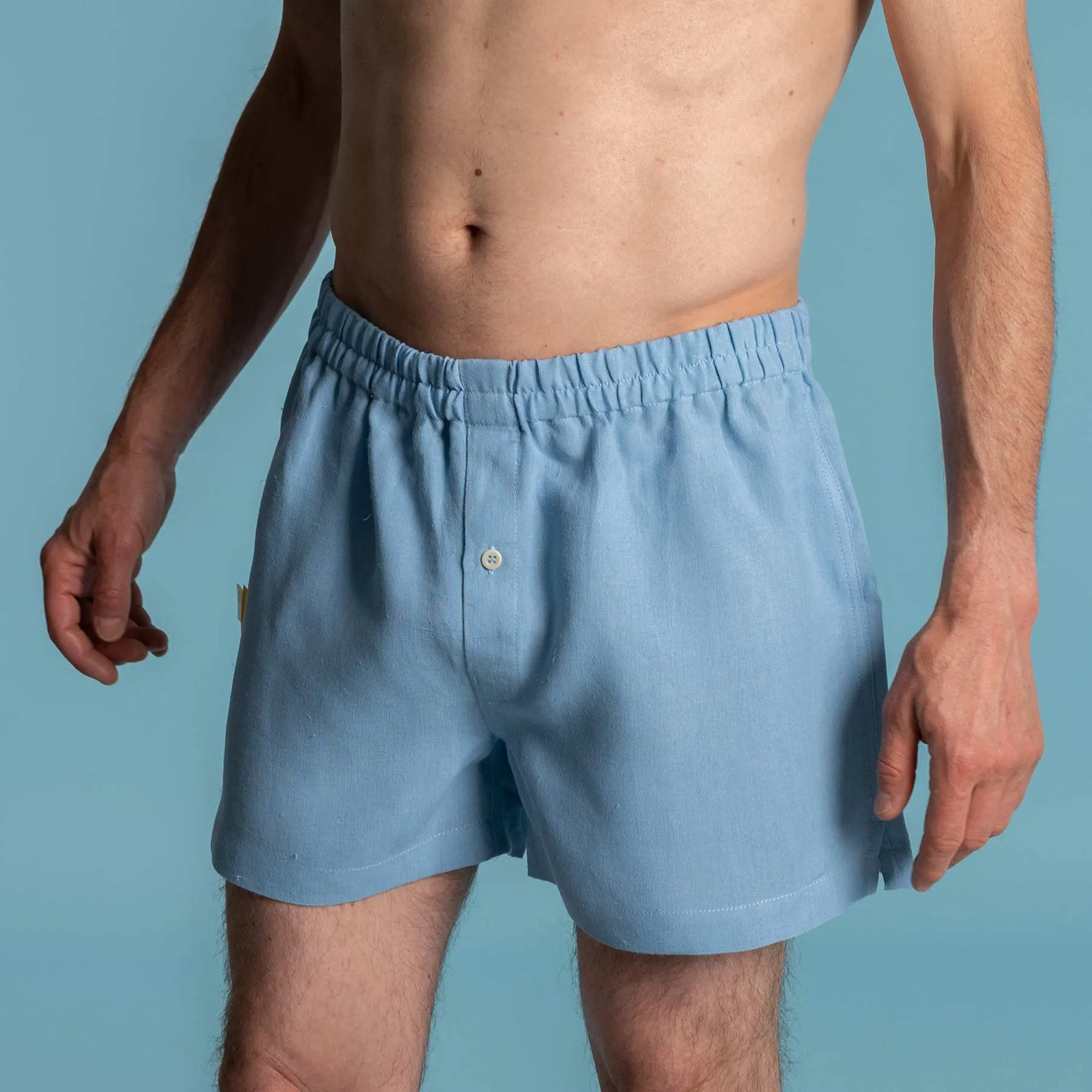 BIZET 100% Organic Linen Boxers (Woven) (Plastic-free, Tagua Nut Button, OC Thread) (100% Biodegradable Organic Elastic Option)