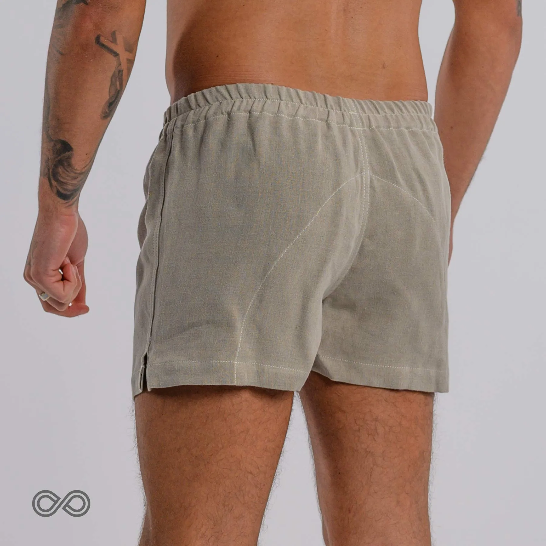 BIZET 100% Organic Linen Boxers (Woven) (Plastic-free, Tagua Nut Button, OC Thread) (100% Biodegradable Organic Elastic Option)