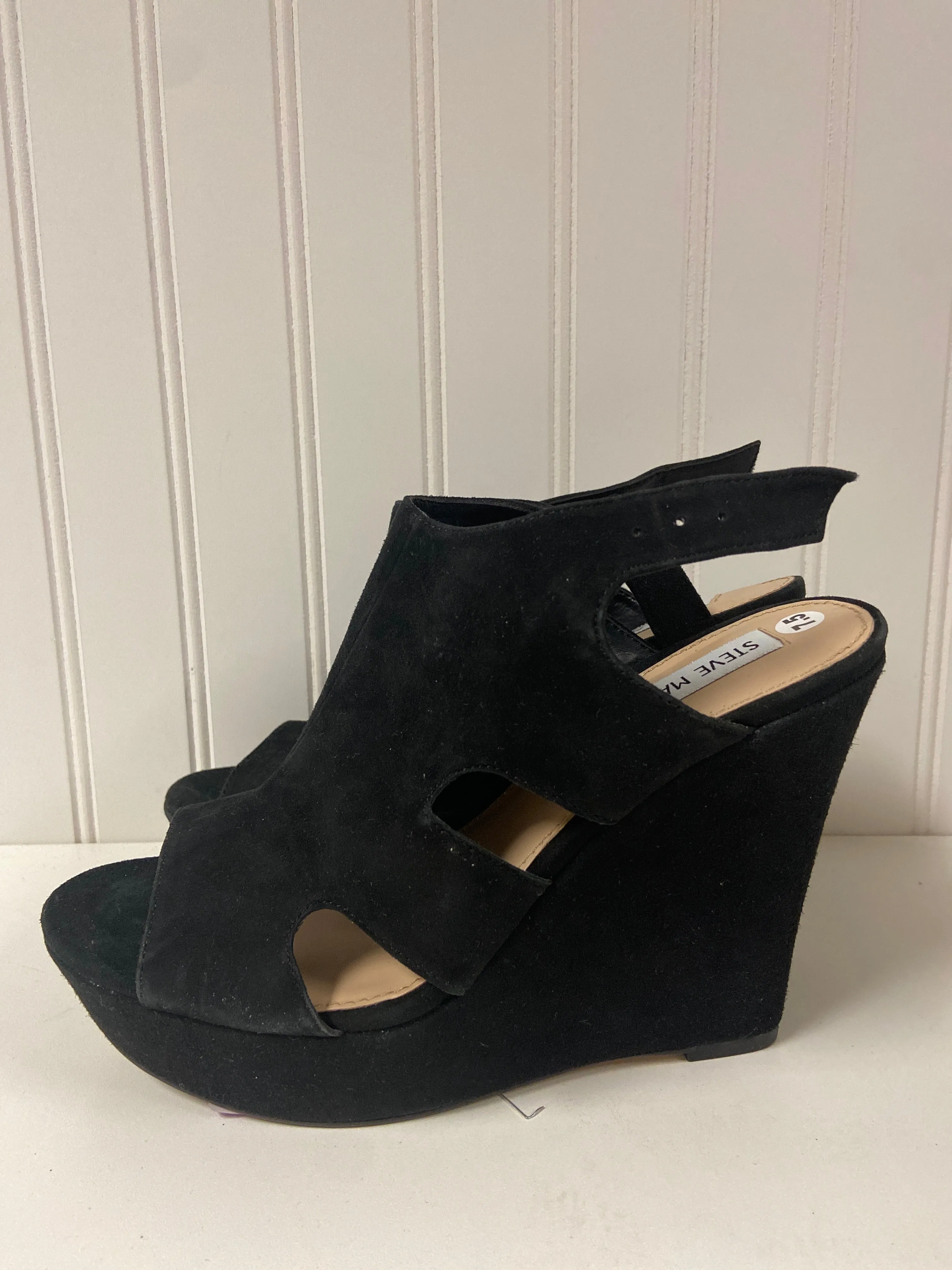 Black Shoes Heels Wedge Steve Madden, Size 7.5