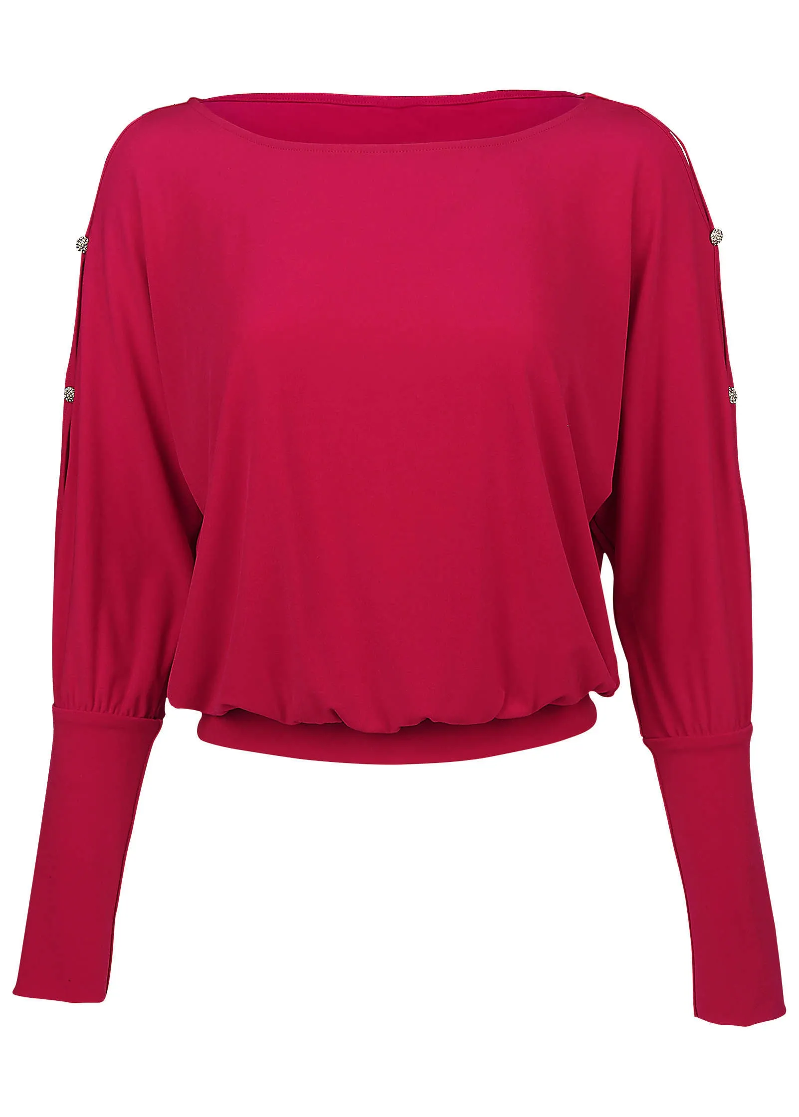 Bling Cold-Shoulder Blouse - Barberry