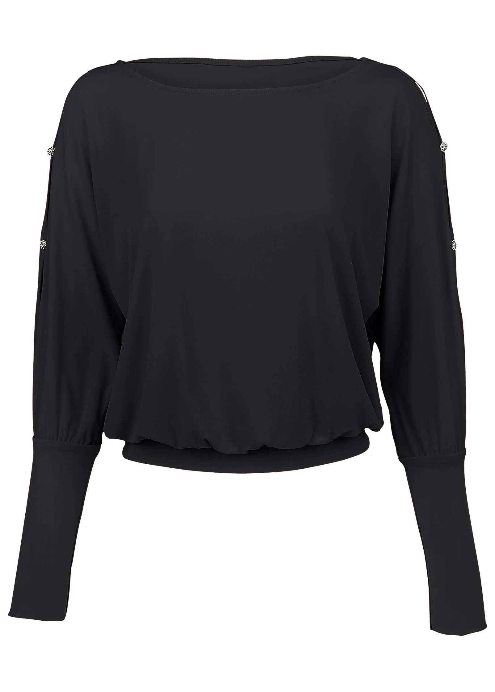 Bling Cold-Shoulder Blouse - Black