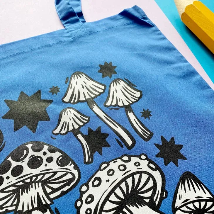 Blue Mushroom Tote Bag