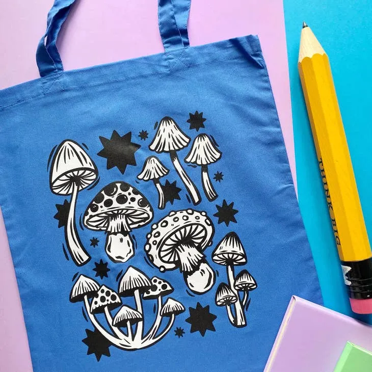 Blue Mushroom Tote Bag