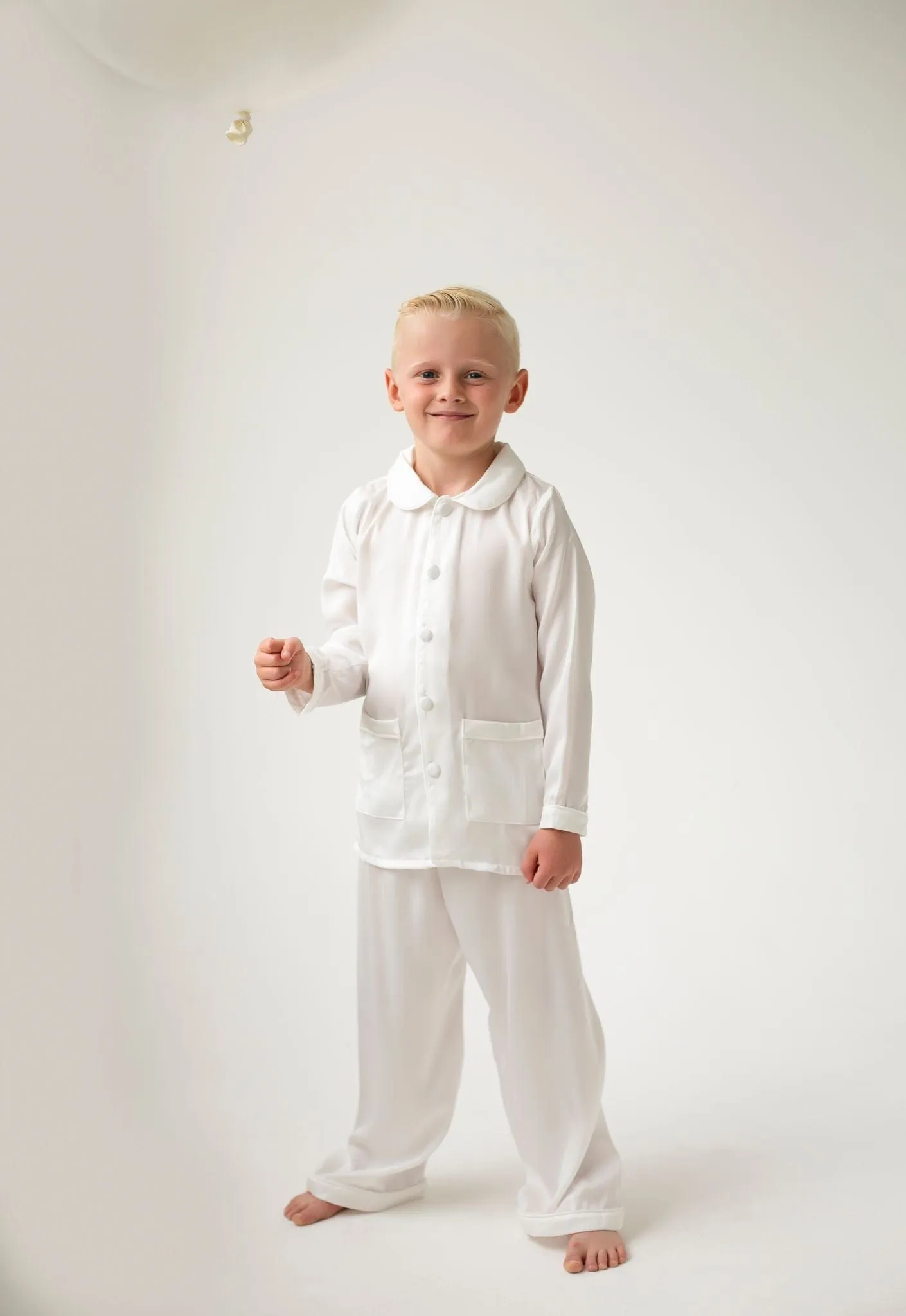 Boys All White Pearl Pyjamas - Long sleeve and Leg