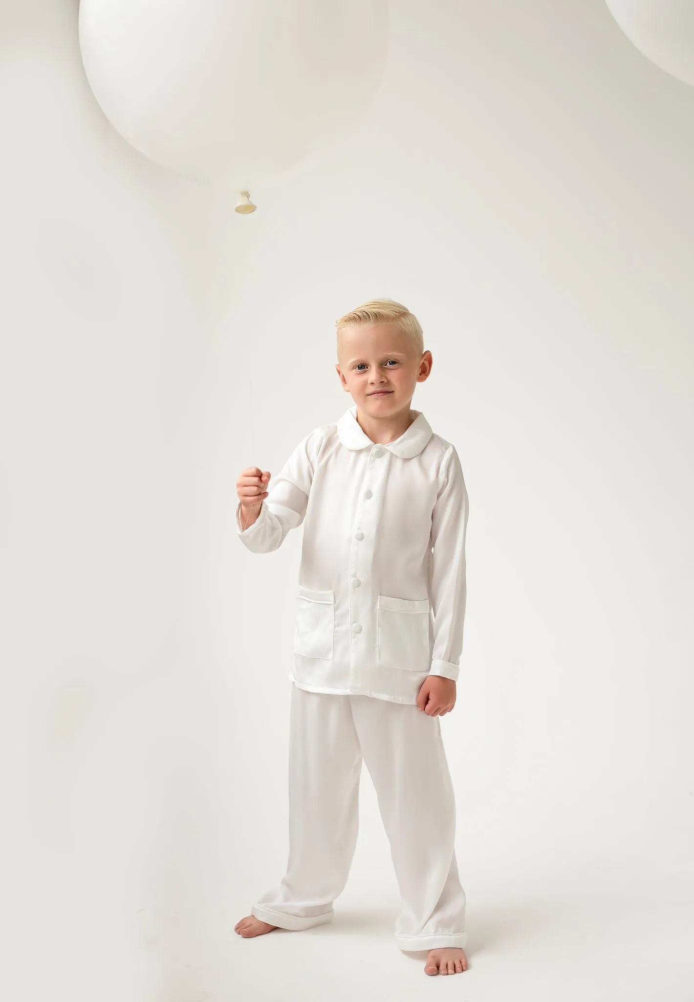 Boys All White Pearl Pyjamas - Long sleeve and Leg