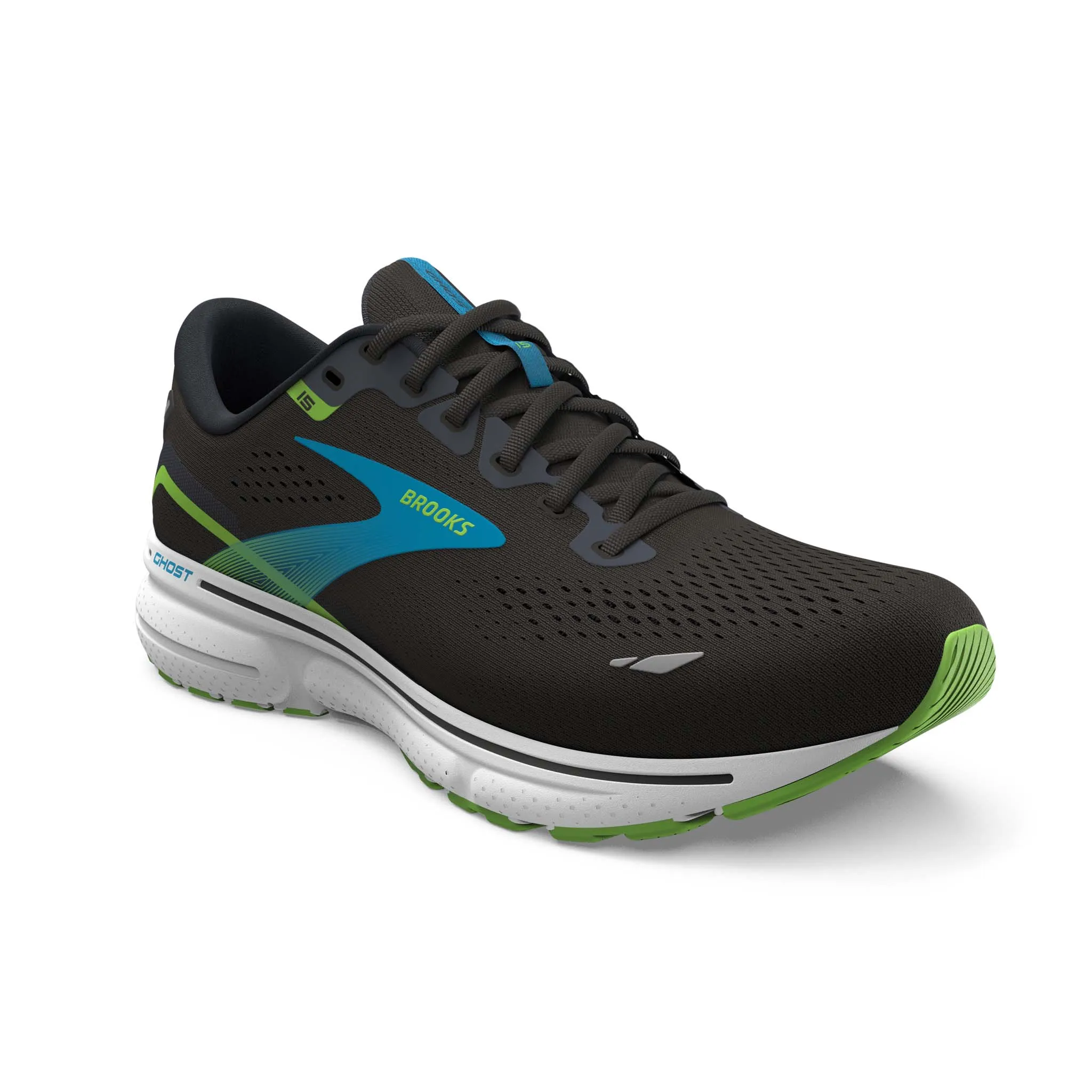 Brooks | Men's Ghost 15 Running Shoes - Black/Hawaiian Ocean