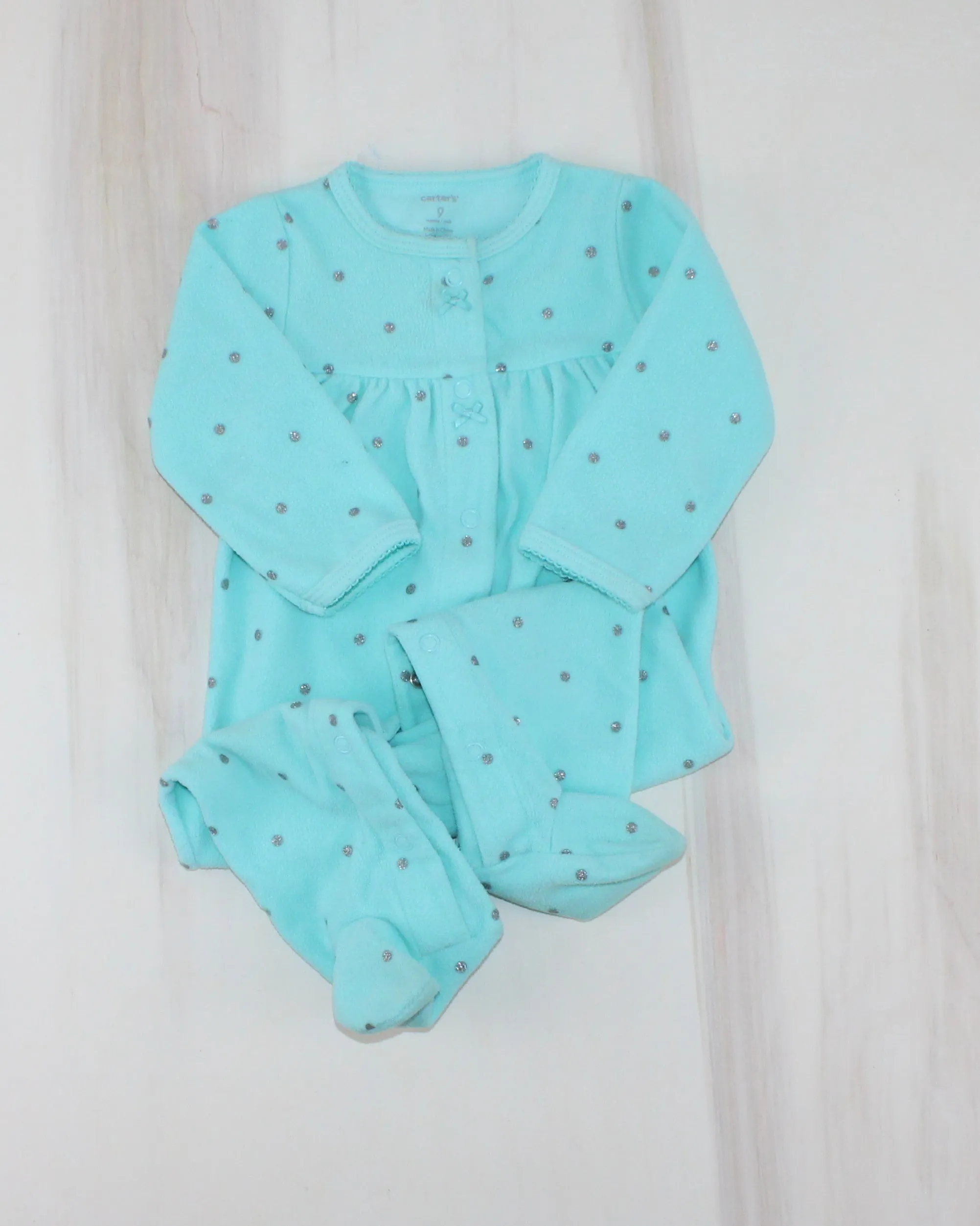 CARTERS FLEECE TEAL PYJAMAS 9M VGUC