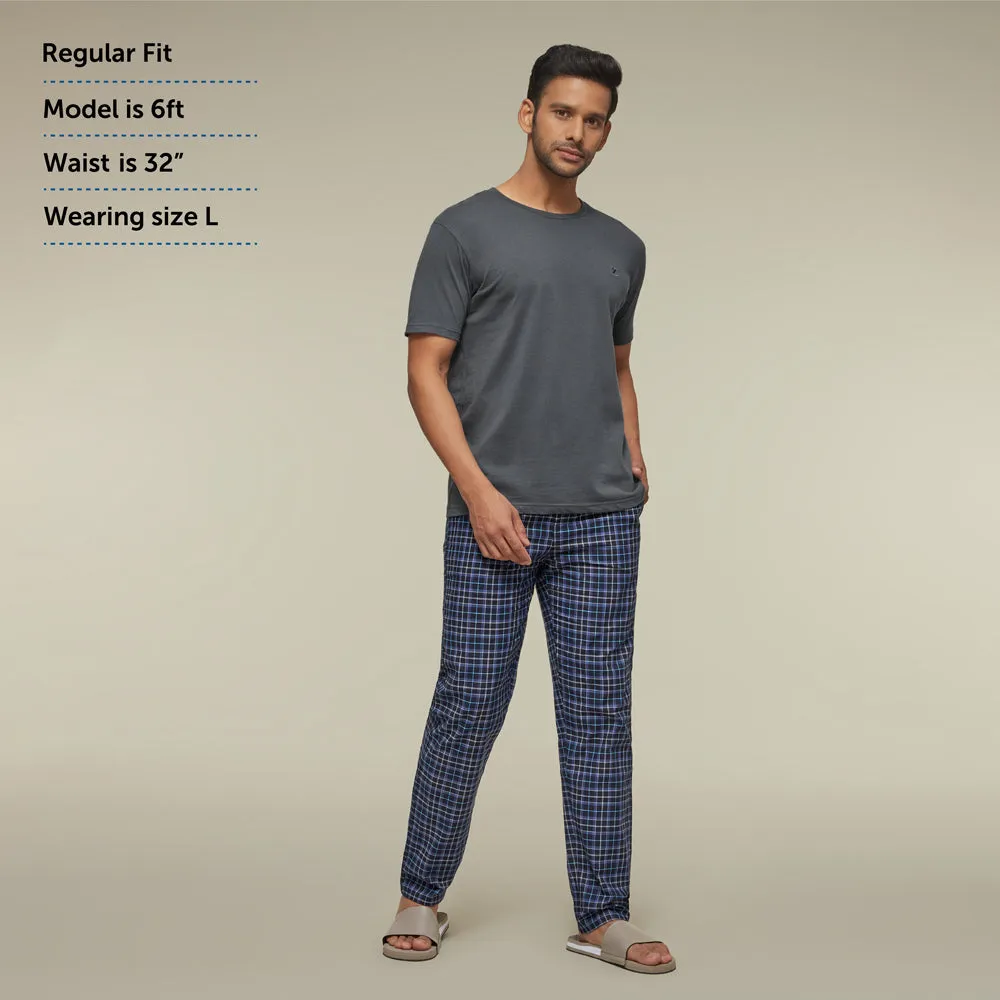 Checkmate Combed Cotton Pyjamas Midnight Blue