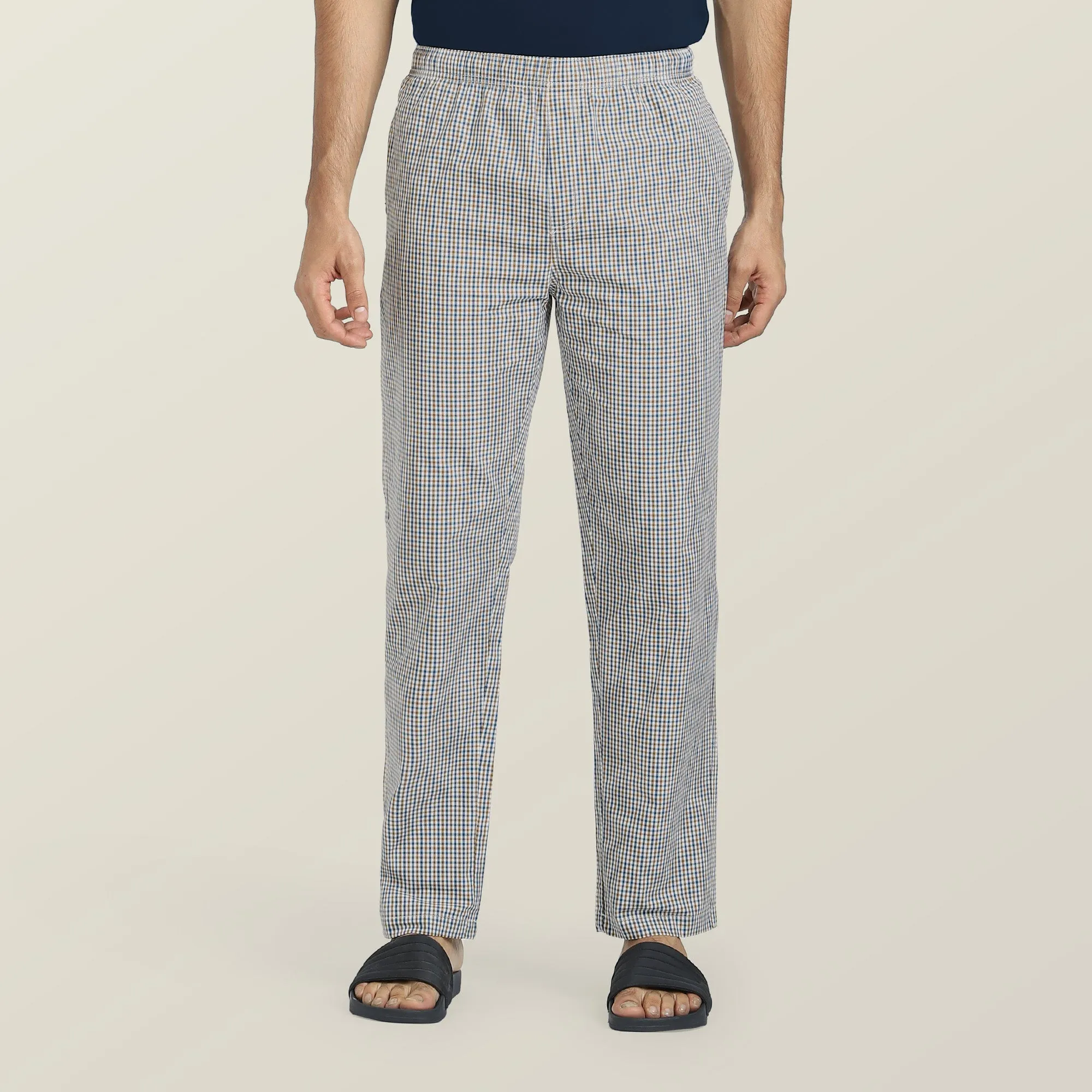 Checkmate Combed Cotton Pyjamas Sandy Blue