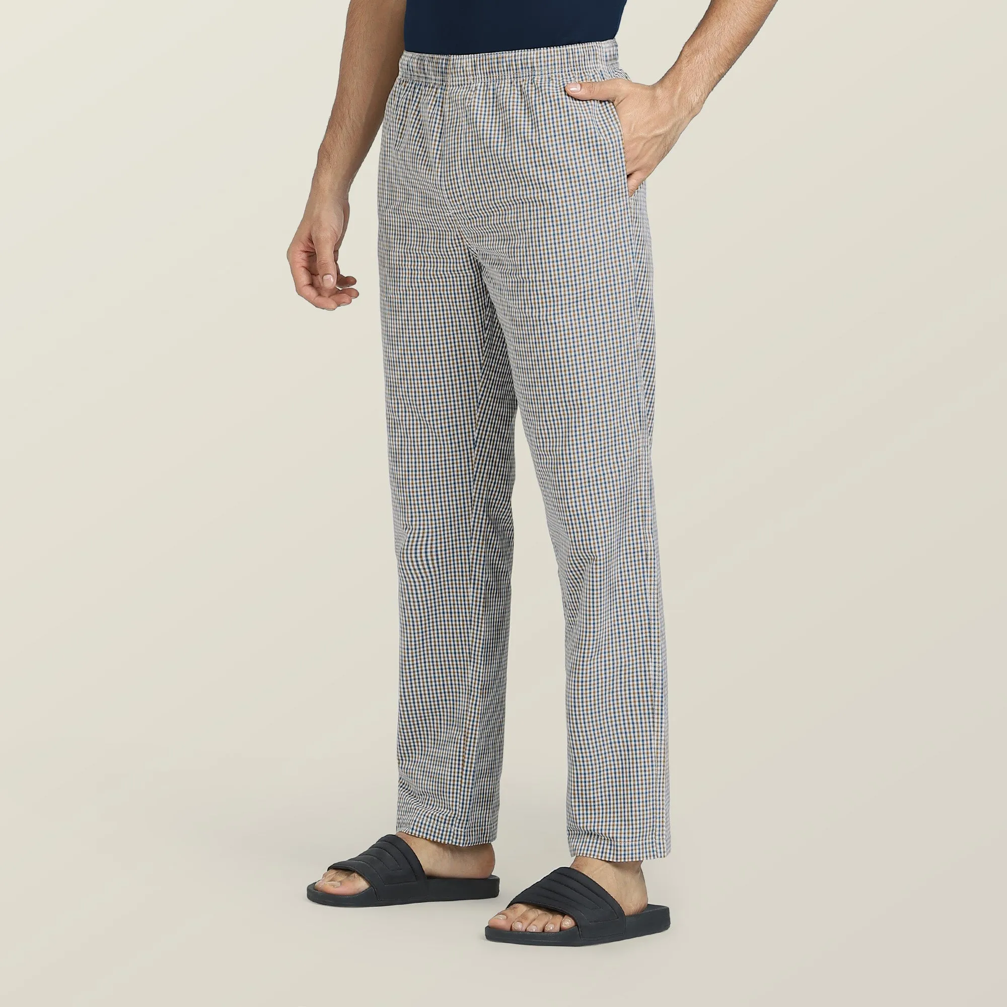 Checkmate Combed Cotton Pyjamas Sandy Blue