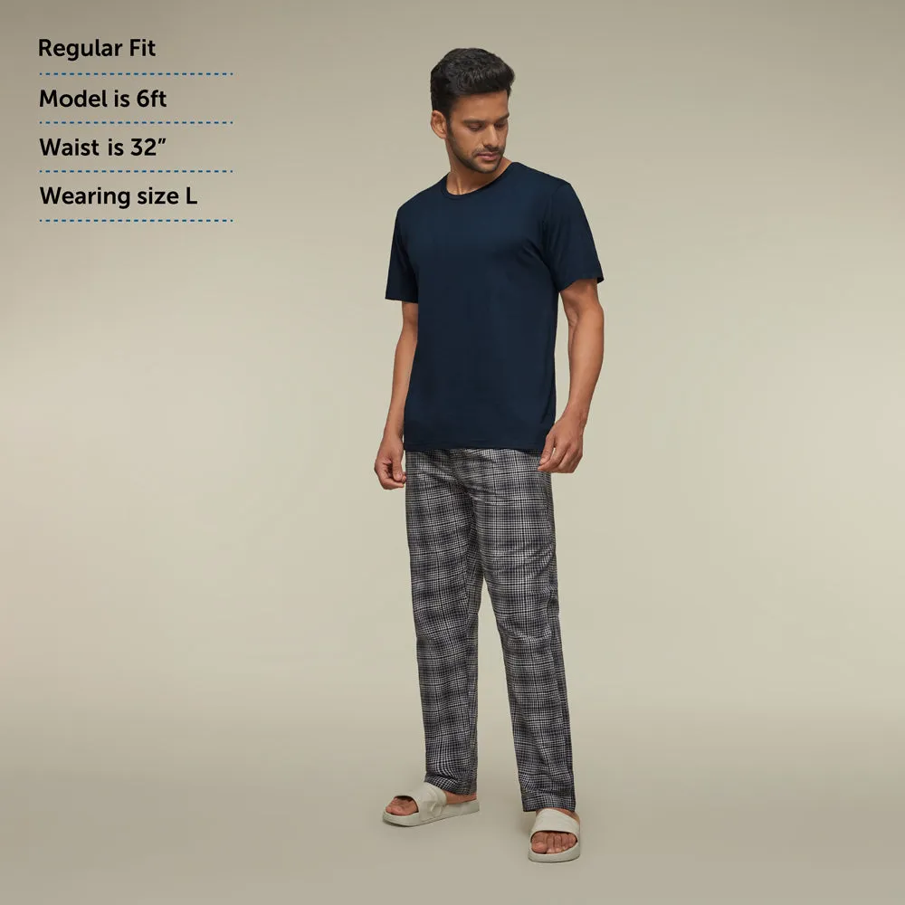 Checkmate Combed Cotton Pyjamas Smoke Grey