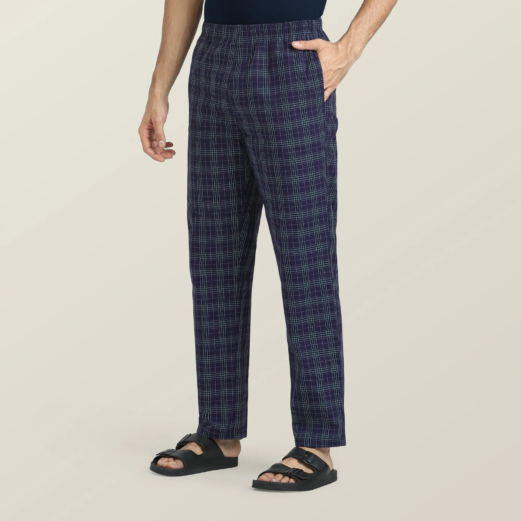 Checkmate Combed Cotton Pyjamas Storm Blue