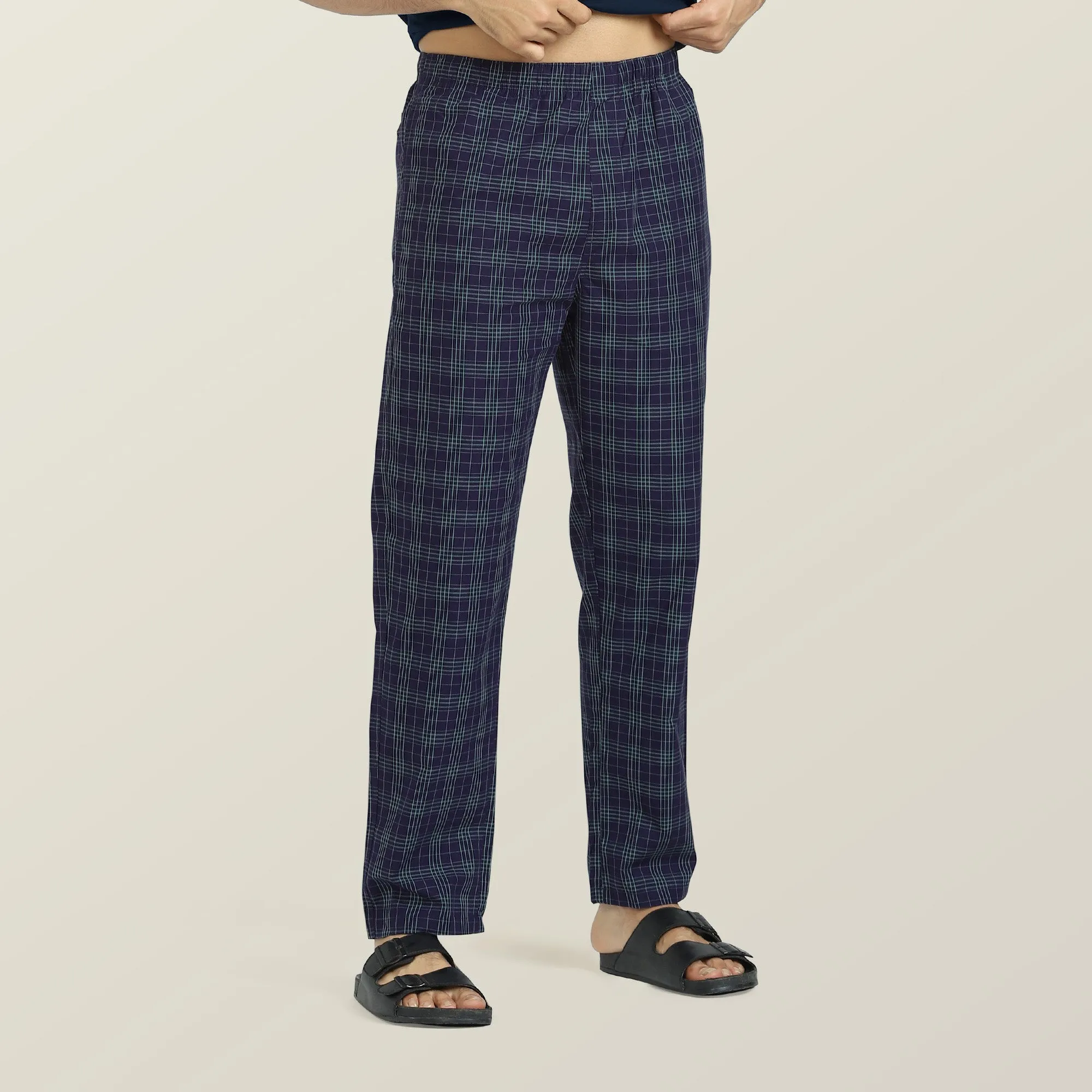 Checkmate Combed Cotton Pyjamas Storm Blue