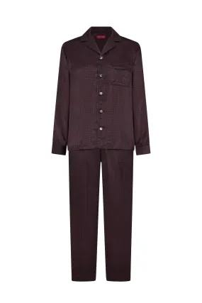 Copper/Navy Houndstooth Silk Pyjamas