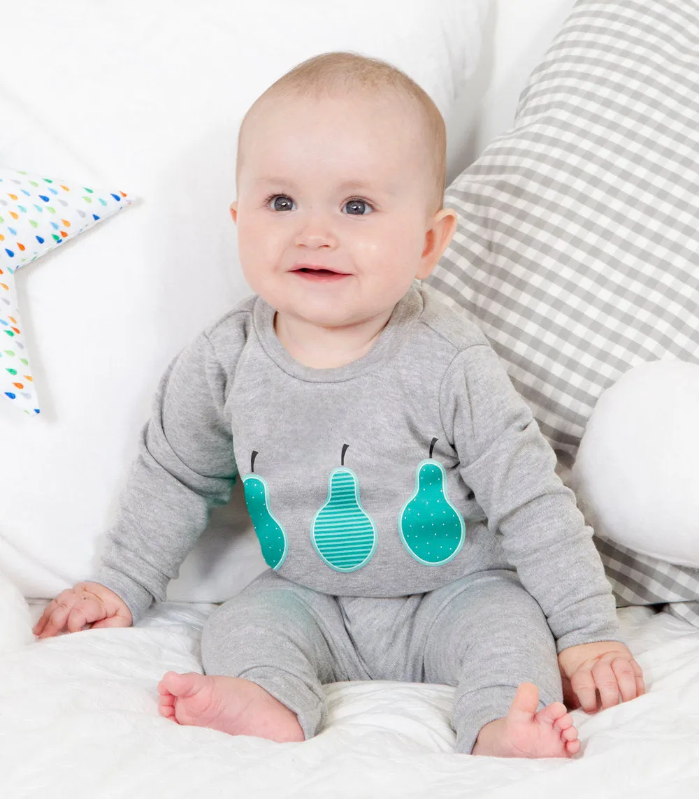 Cute Grey Pear Pyjamas for kids in a Jar