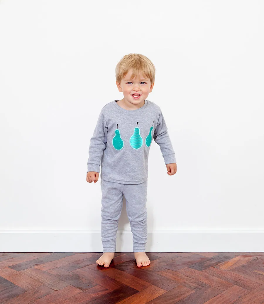 Cute Grey Pear Pyjamas for kids in a Jar