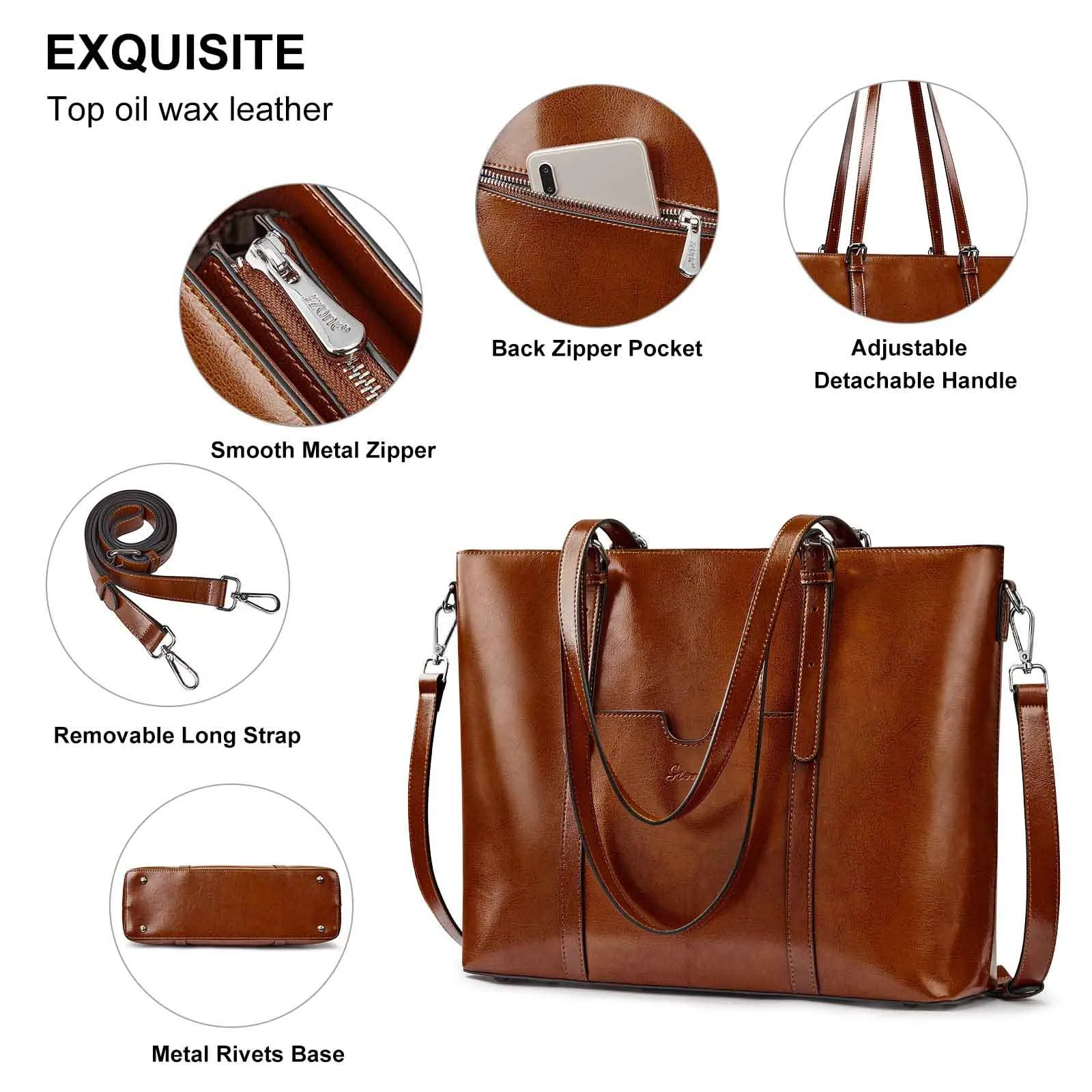 Genuine Leather Laptop Tote Bag