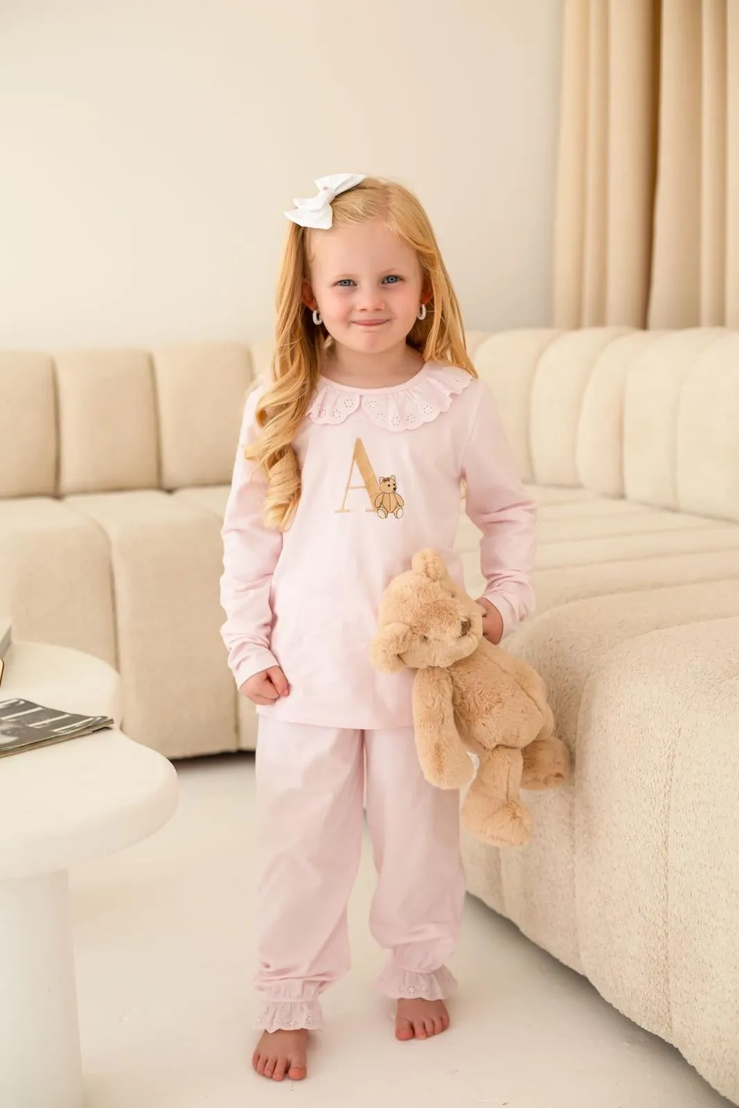 Girls Teddy Bear Frill Pyjamas