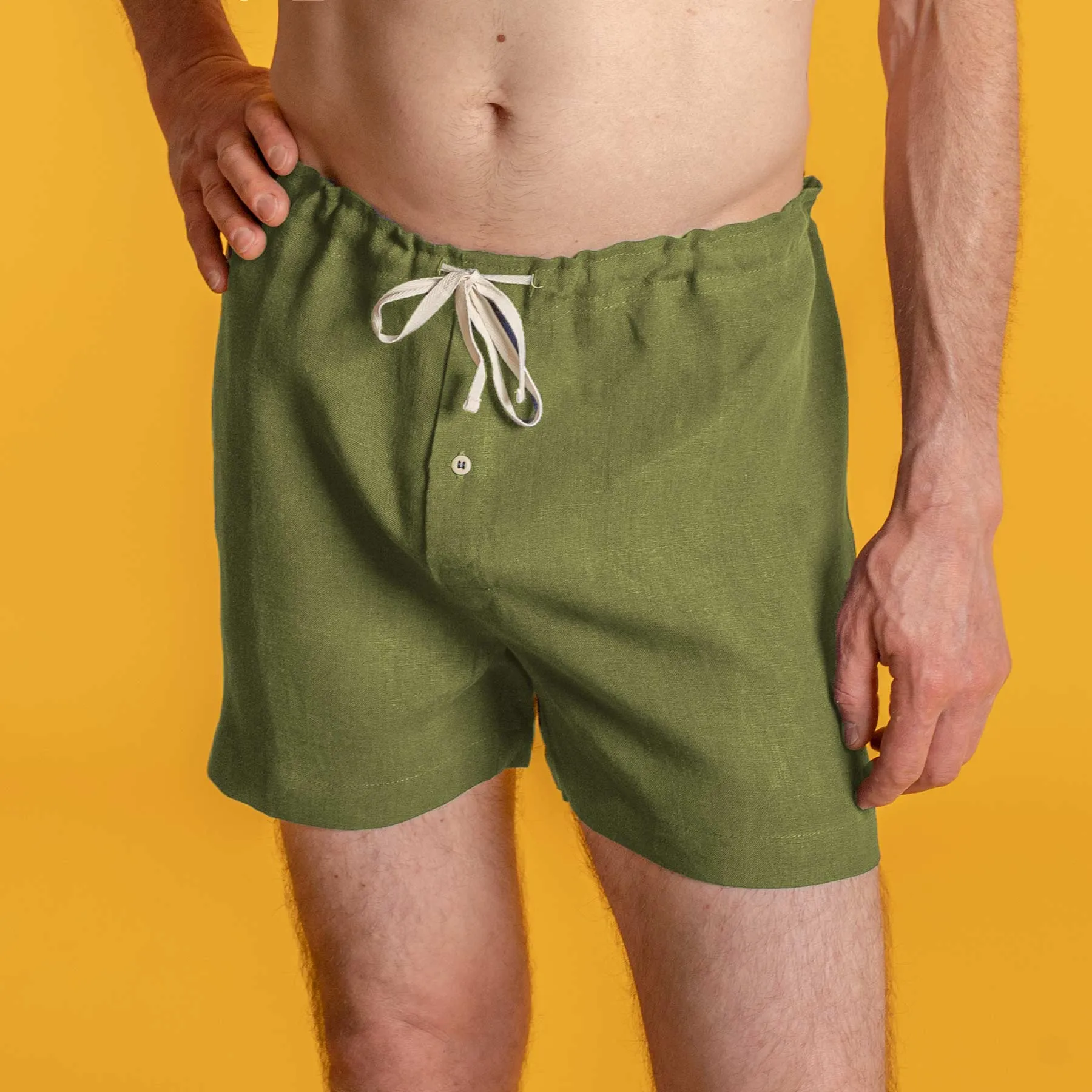 GREENWICH Elastic-free 100% Organic Hemp Boxers (Plastic-Free Nut Button; Latex-Free; OC Thread Option, 100% Biodegradable)