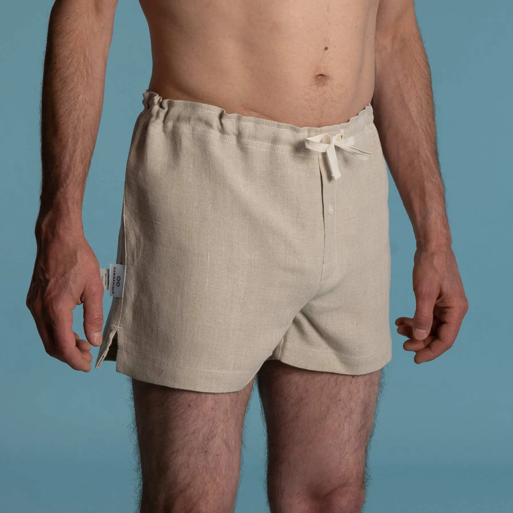 GREENWICH Elastic-free 100% Organic Hemp Boxers (Plastic-Free Nut Button; Latex-Free; OC Thread Option, 100% Biodegradable)