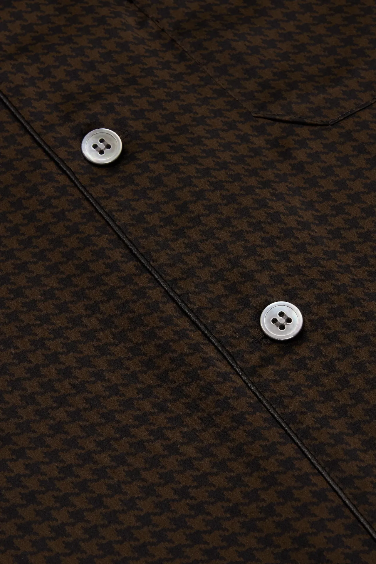 Khaki/Midnight Houndstooth Silk Pyjamas