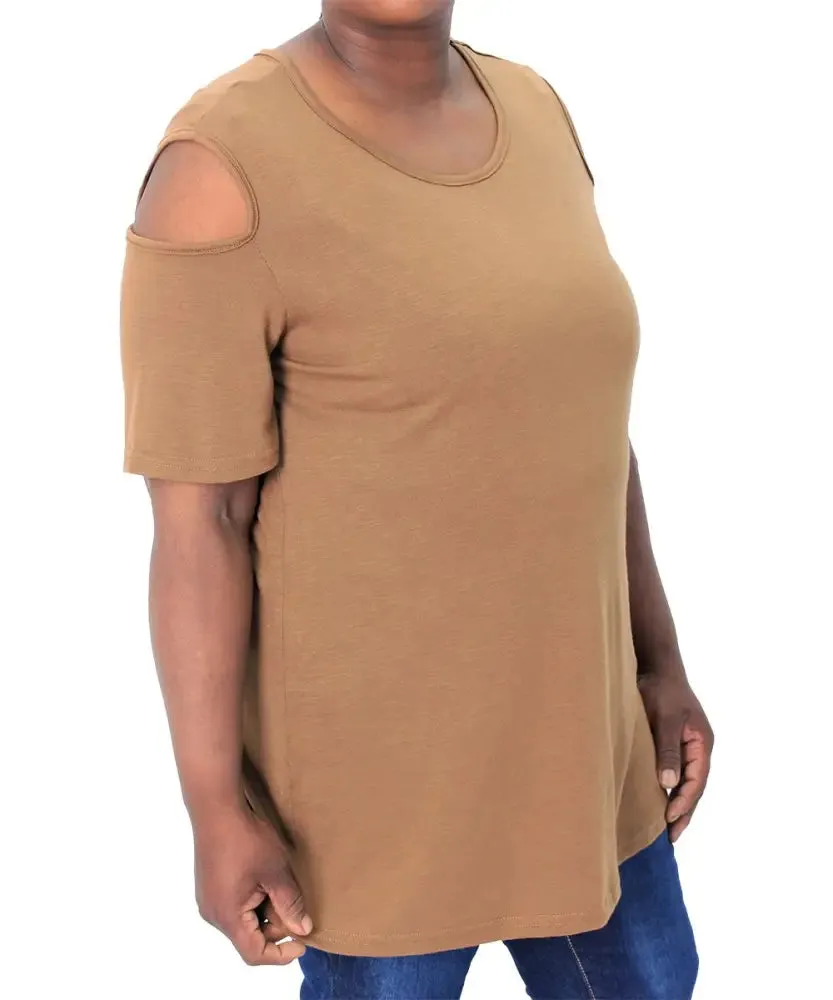 Ladies Plain Cold Shoulder Top