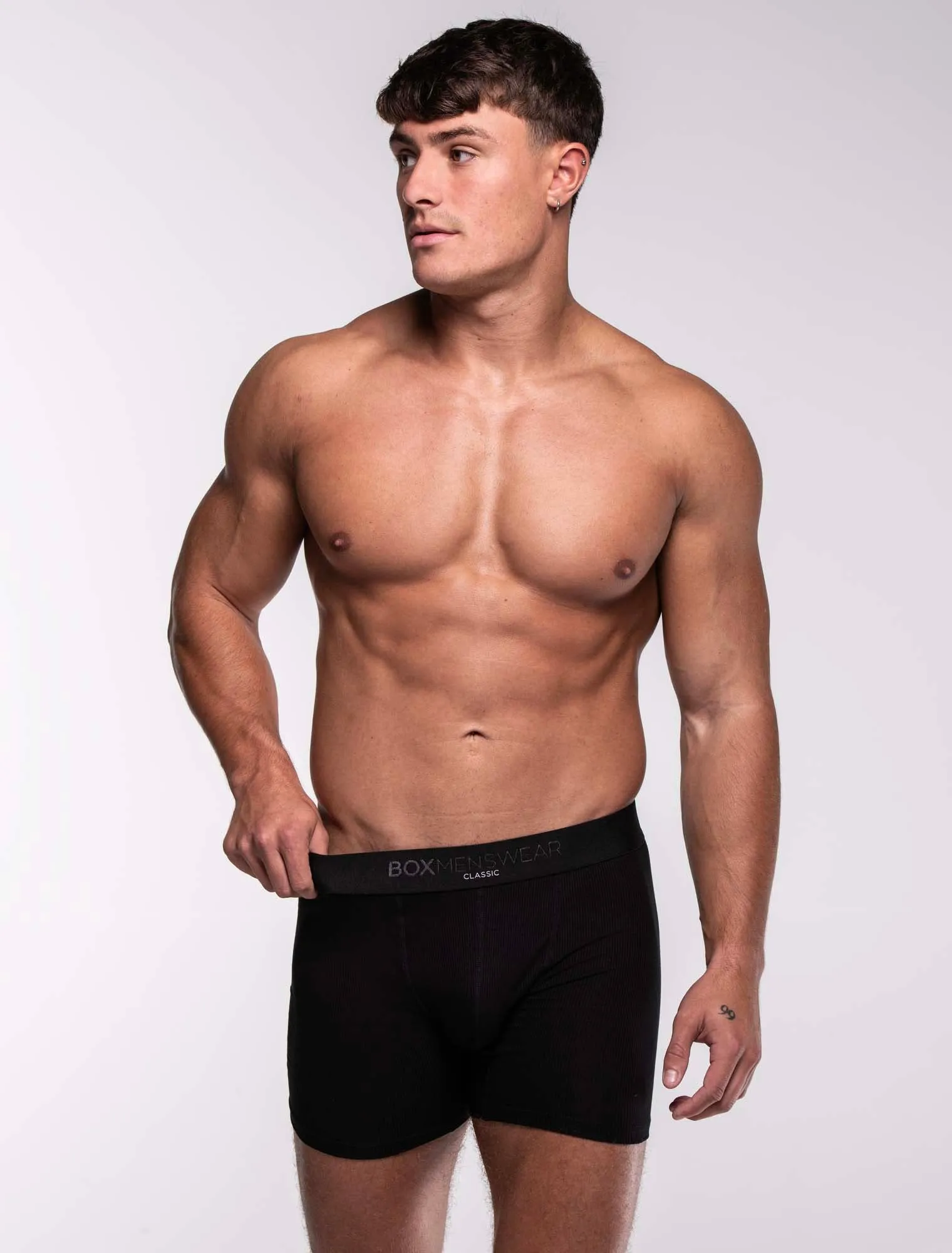 Mens Classic Ribbed Boxers - Black