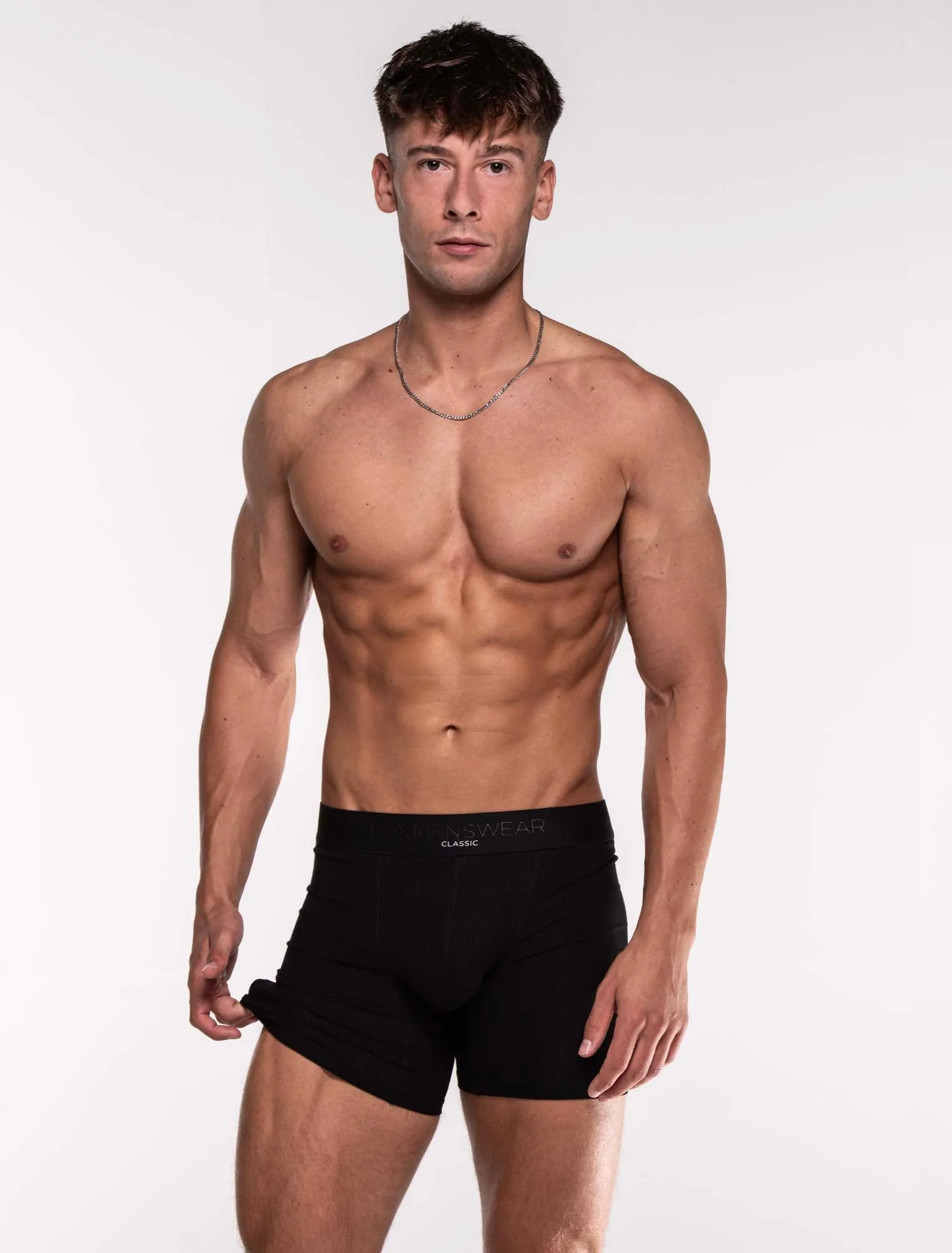 Mens Classic Ribbed Boxers - Black