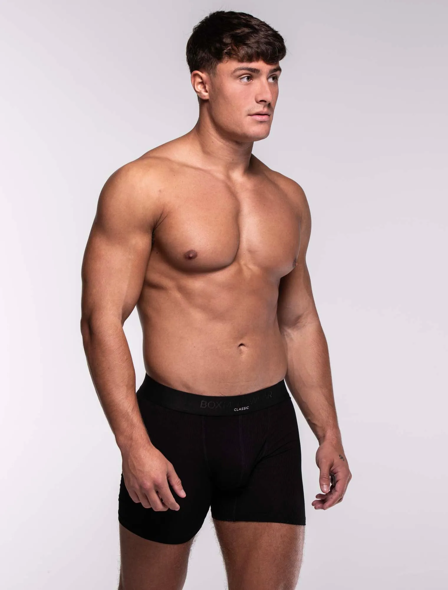 Mens Classic Ribbed Boxers - Black