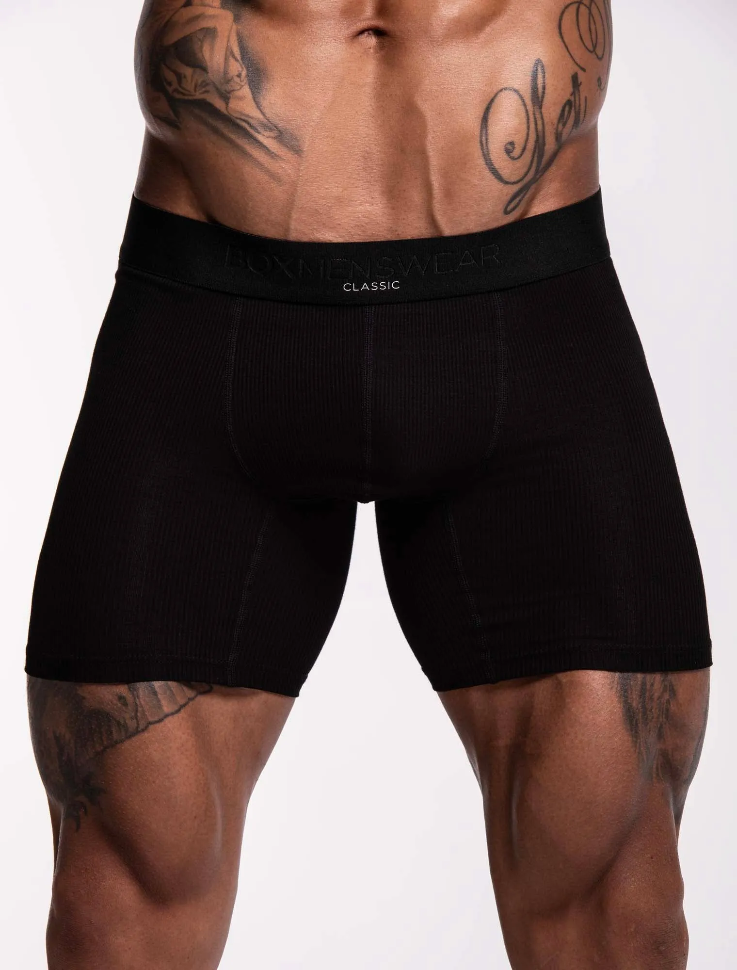 Mens Classic Ribbed Boxers - Black