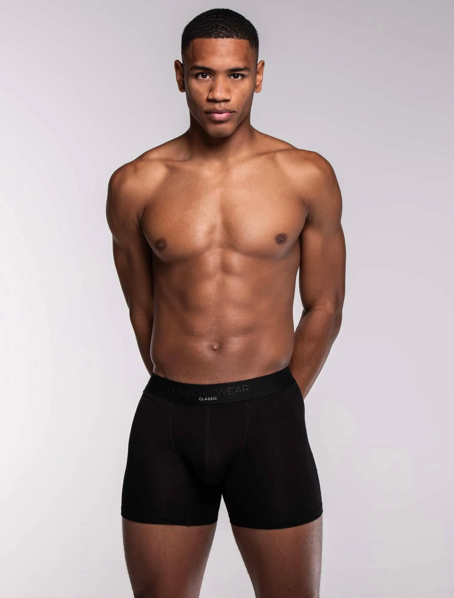 Mens Classic Ribbed Boxers - Black