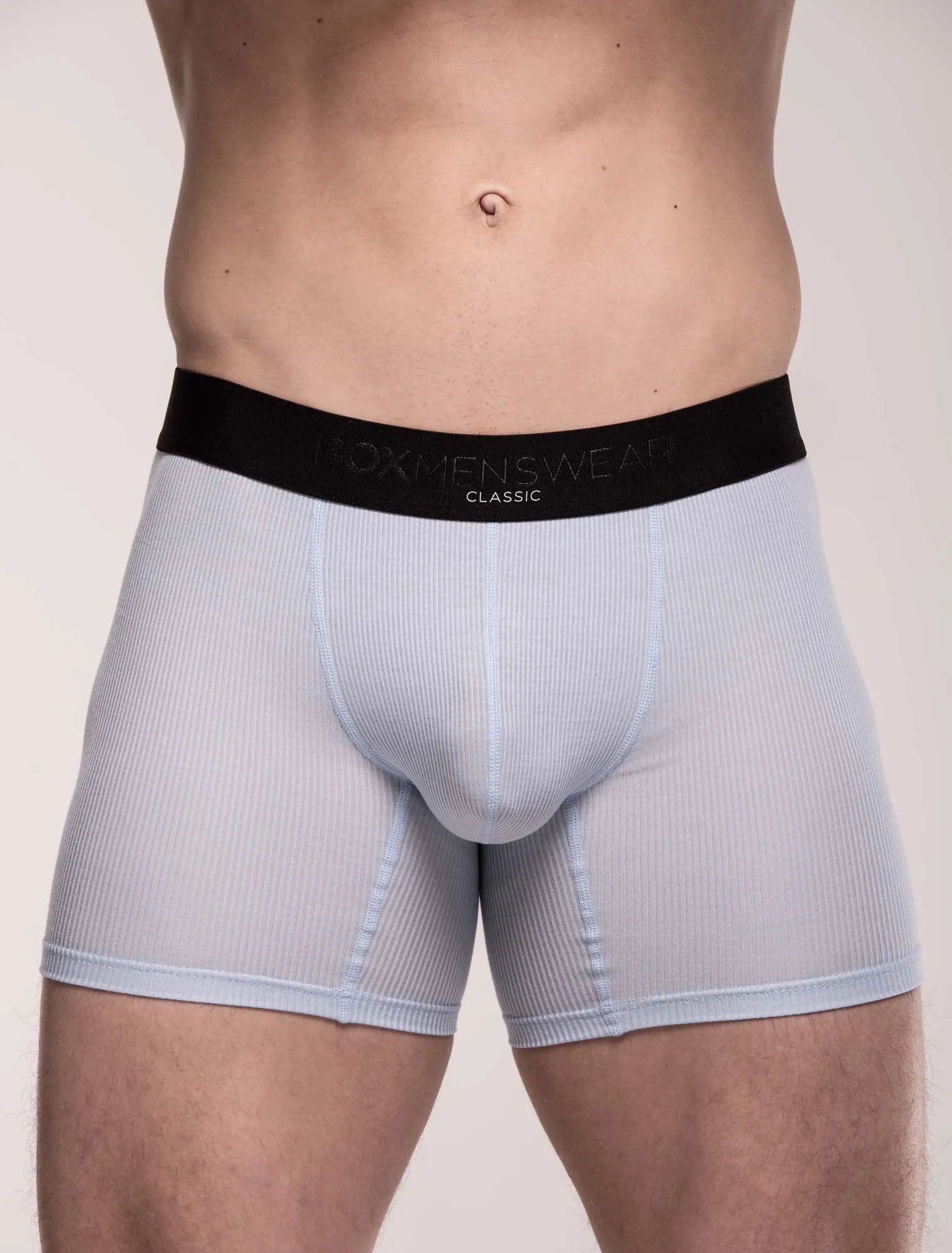 Mens Classic Ribbed Boxers - Blue