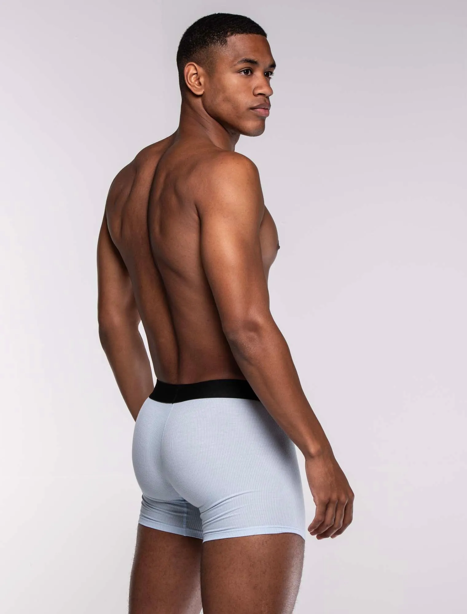 Mens Classic Ribbed Boxers - Blue