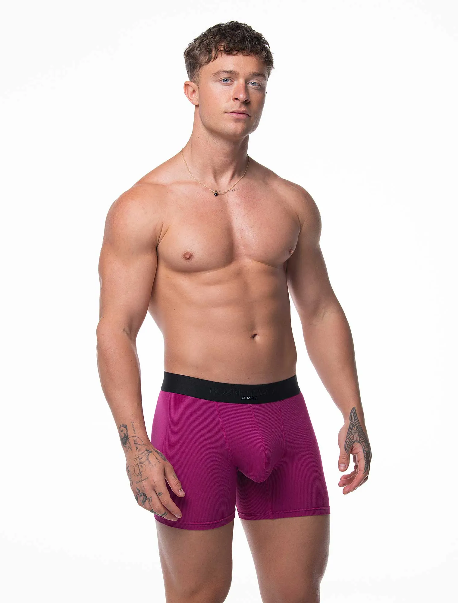 Mens Classic Ribbed Boxers - Cherry