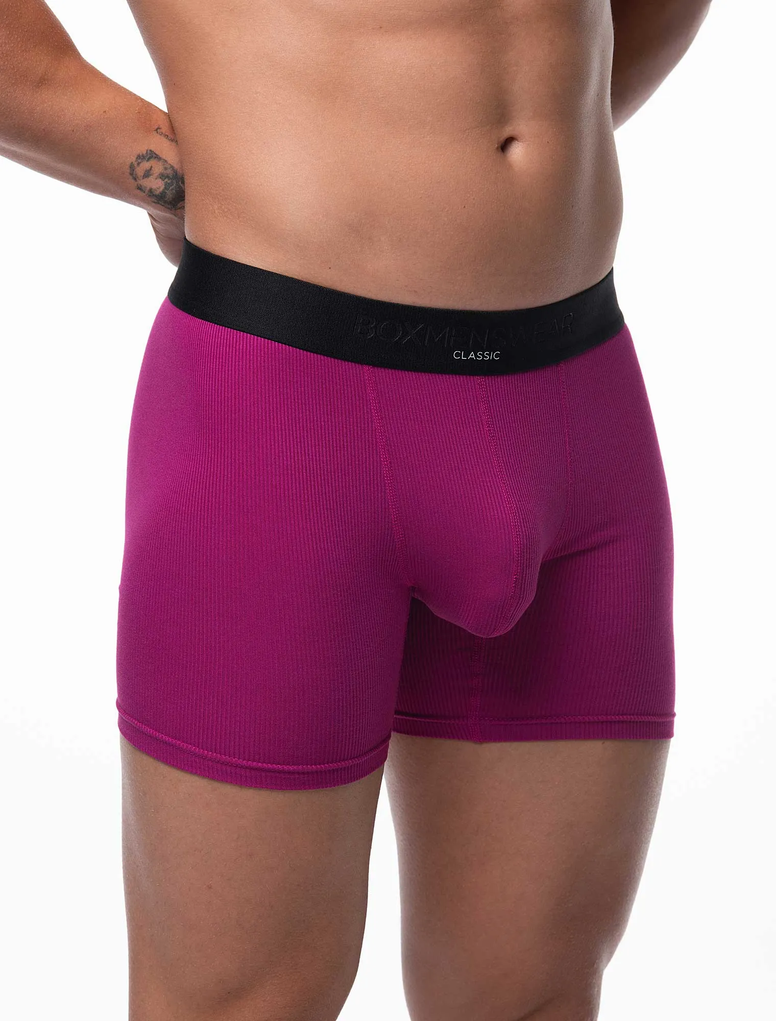 Mens Classic Ribbed Boxers - Cherry