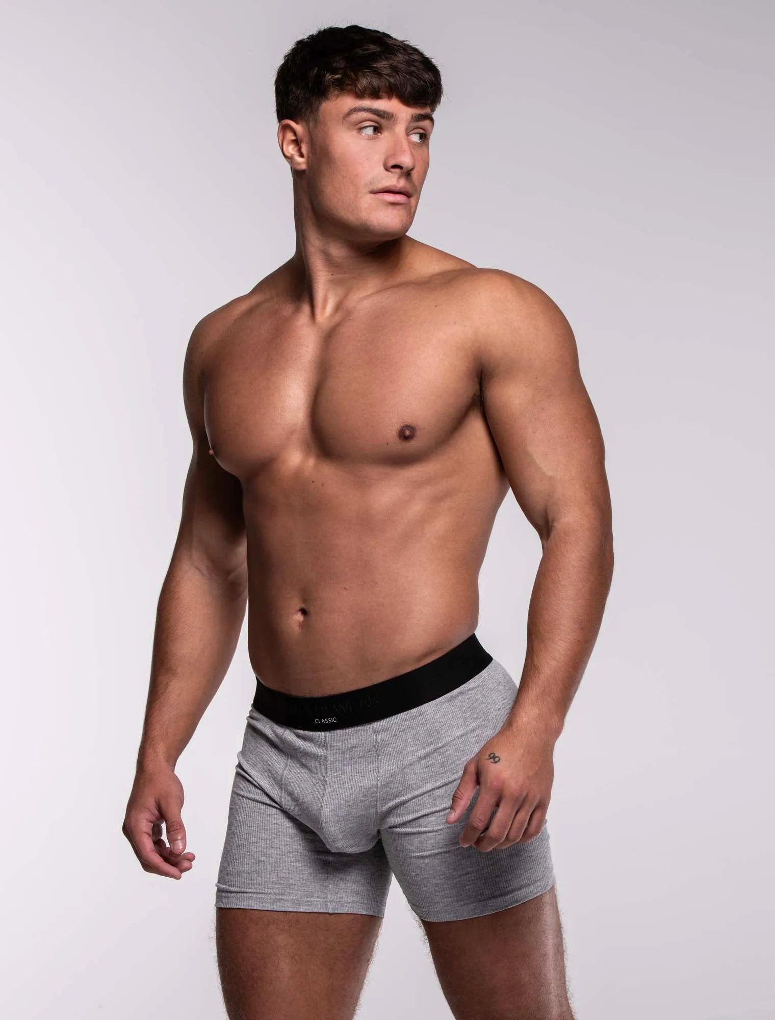 Mens Classic Ribbed Boxers - Grey