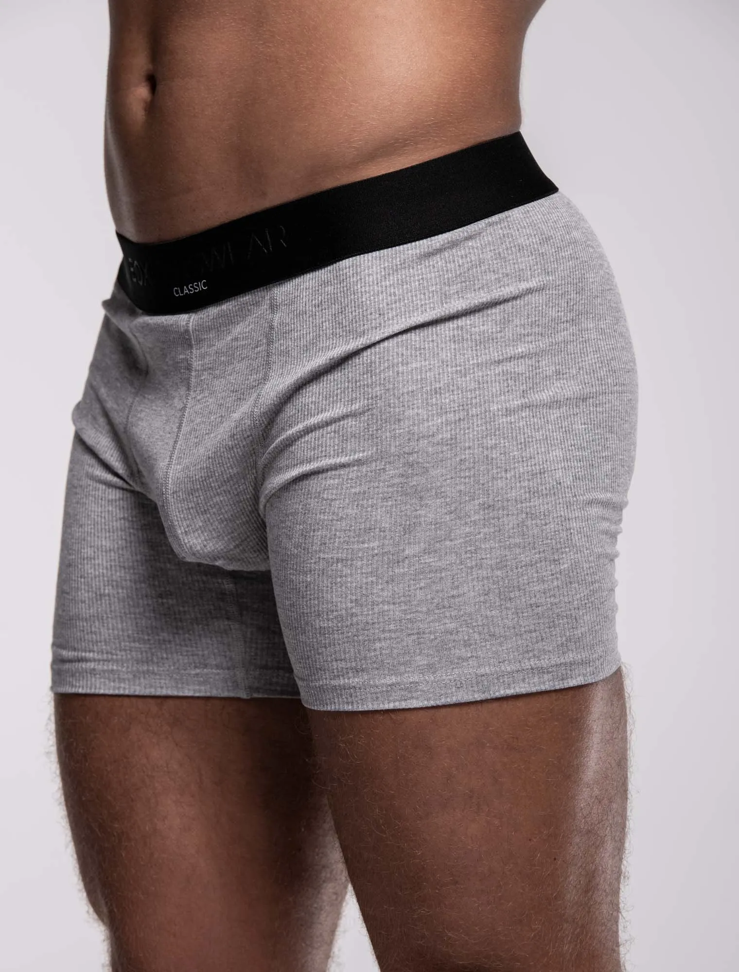 Mens Classic Ribbed Boxers - Grey