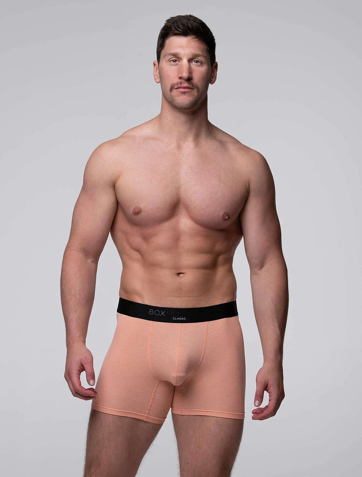 Mens Classic Ribbed Boxers - Peach