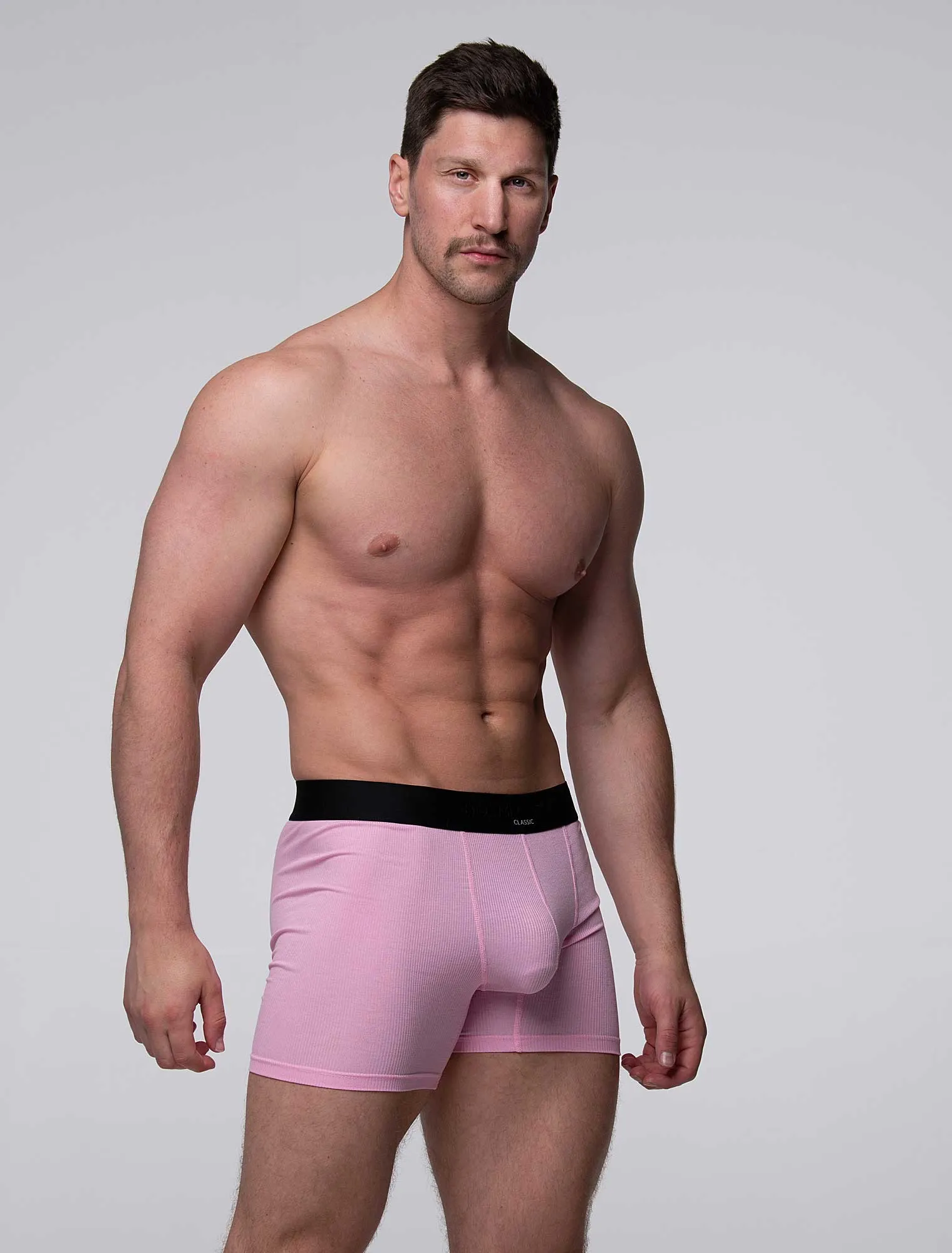 Mens Classic Ribbed Boxers - Pink