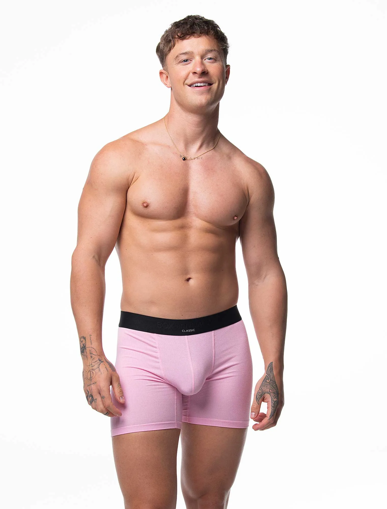 Mens Classic Ribbed Boxers - Pink