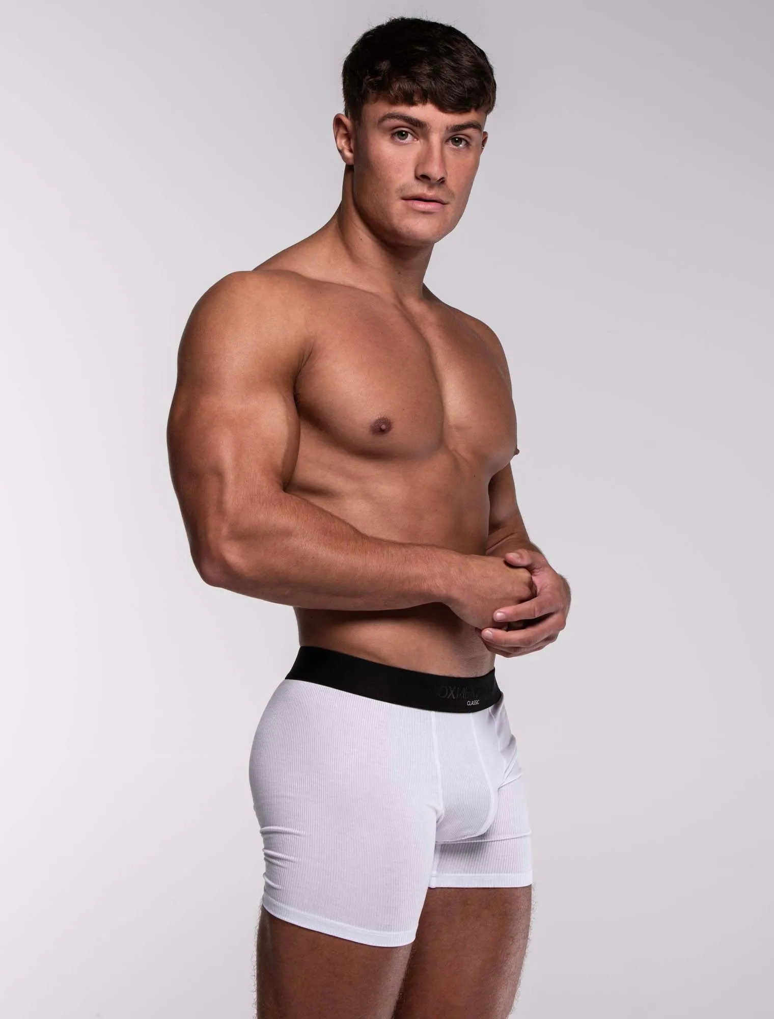 Mens Classic Ribbed Boxers - White