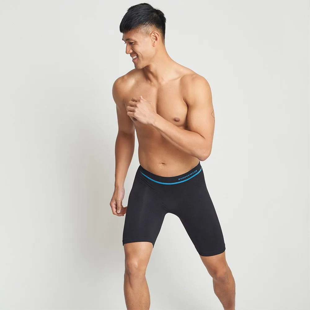 Men's Long Running Boxers - Black (Multibuy x3)