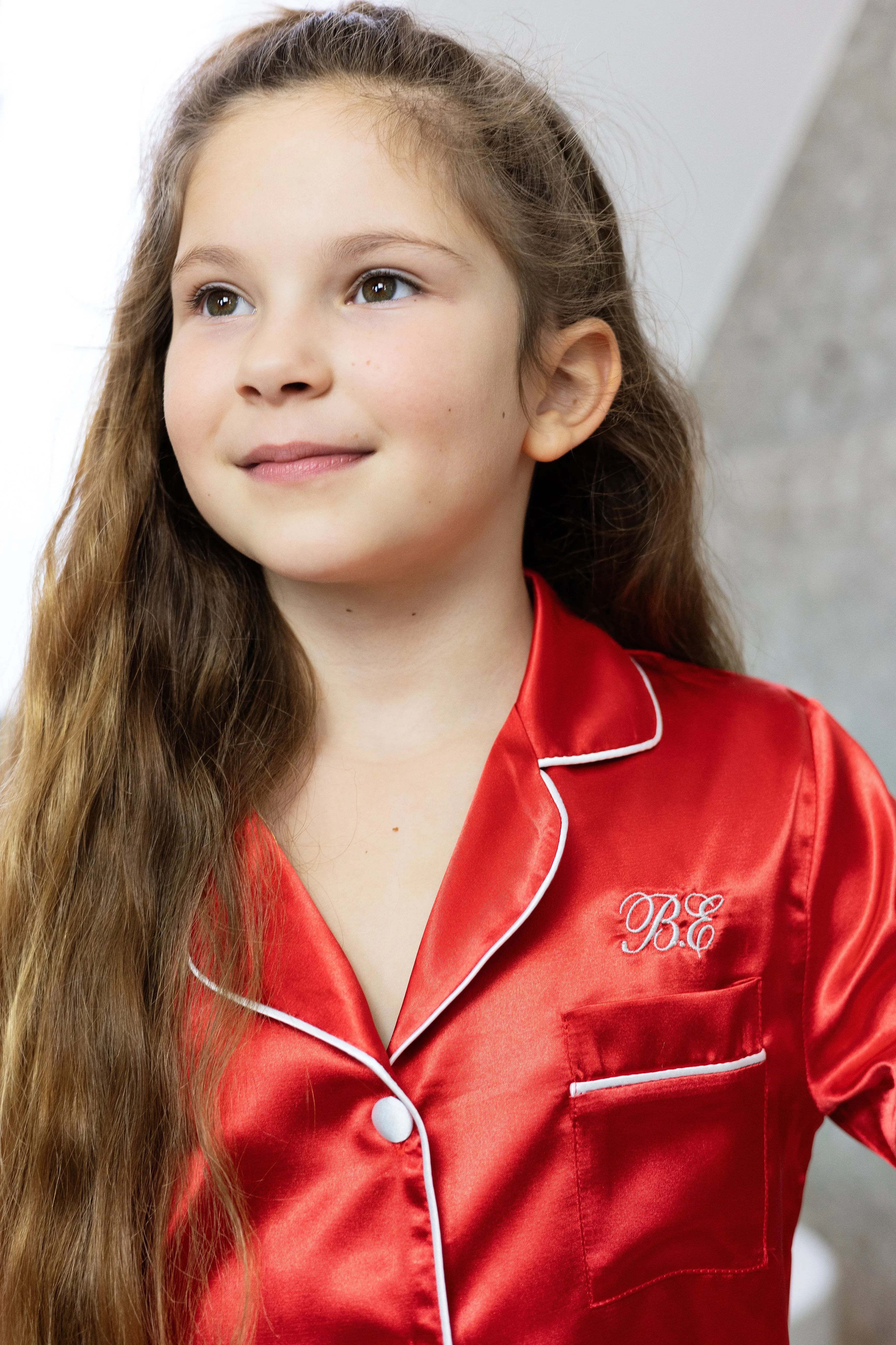 Mini Me Red Satin Piped Short Pyjamas